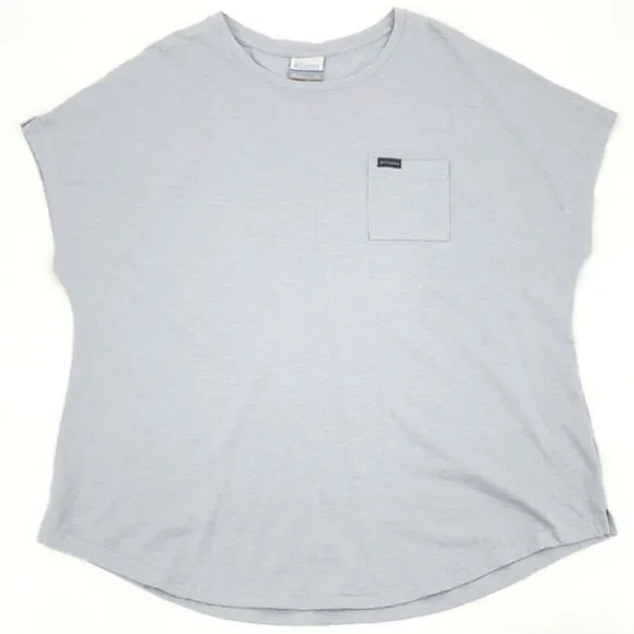 Columbia Cades Cape T-Shirt Tee Top Women Size 1X Light Blue Short Sleeve Pocket - Picture 1 of 7